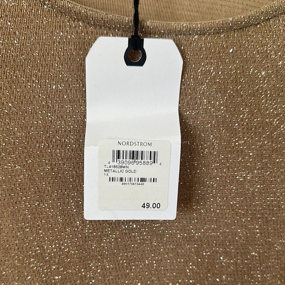 Leith Sparkle Tie Waist Long Sleeve Mini Dress in Tan - Picture 9 of 12